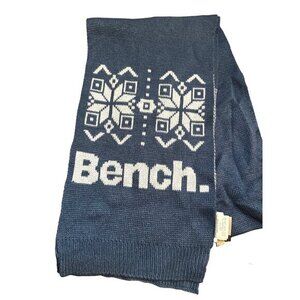 Bench Blue Winter Scarf With White Snowflake Pattern & Logo 100% Acrylic NWT